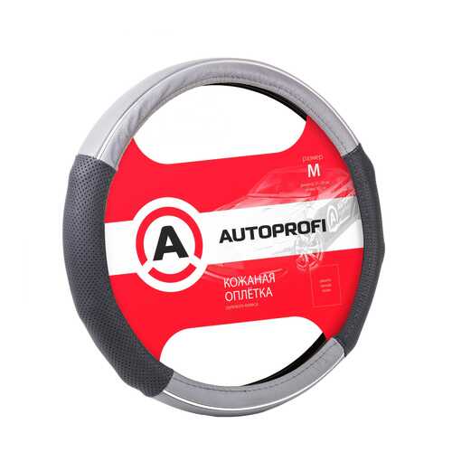 Оплетка на руль Autoprofi Luxury AP-1060 BK/GY (M) в Газпромнефть