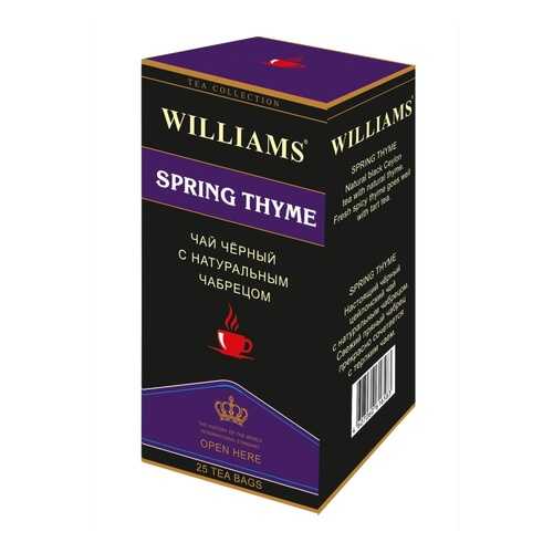 Чай Williams Spring Thyme, черный цейлонский с натуральным чабрецом, 25 пакетиков в Газпромнефть