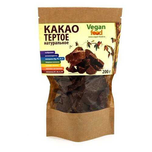 Какао-тертое натуральное Vegan Food 200 г в Газпромнефть