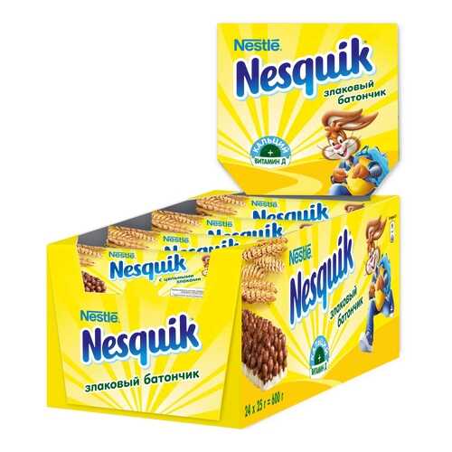 Злаковый батончик Nesquik с шоколадом 24 штуки по 25 г в Газпромнефть