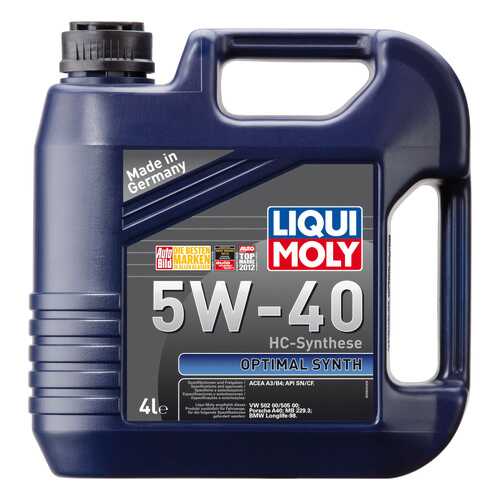 Моторное масло Liqui moly Optimal Synth 5W-40 4л в Газпромнефть