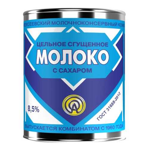 Молоко цельное сгущенное Алексеевское 8.5% с сахаром гост 380 г в Газпромнефть